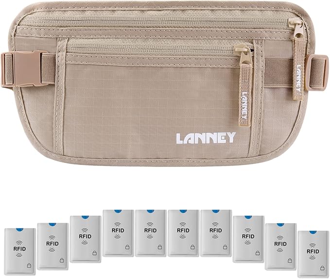 Money Belt for Travel Women and Men Slim Hidden Travel Wallet with RFID Blocking by LANNEY