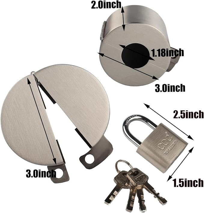 Door Knob Lockout Device with Padlock, Metallic Stainless Steel Locking Cover to Disable Doorknob, Prevents Turning of Door Knob and Access to Keyhole, Prevents Operating The Knob - Image 6