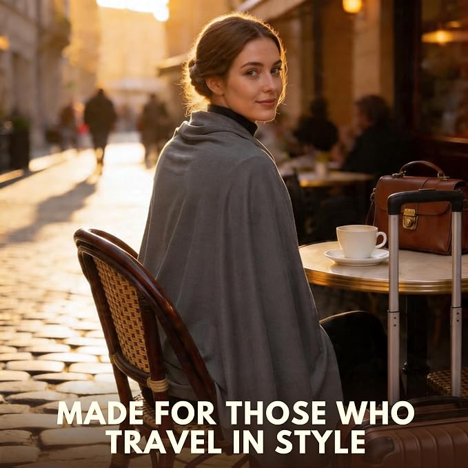 16-in-1 Compact Travel Blanket with Bag – Reversible, Ultra Soft Bamboo Airplane Blanket with Hidden Pocket – Packable for Flights & Travel Essentials (Semi-Weighted, Double Layer) - Image 8