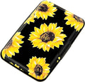 Credit Card Holder, Metal Card Wallet RFID Blocking Mini Slim Aluminum Business Hard Card Case for Women Men (Black Background Sunflowers) by Kaabao