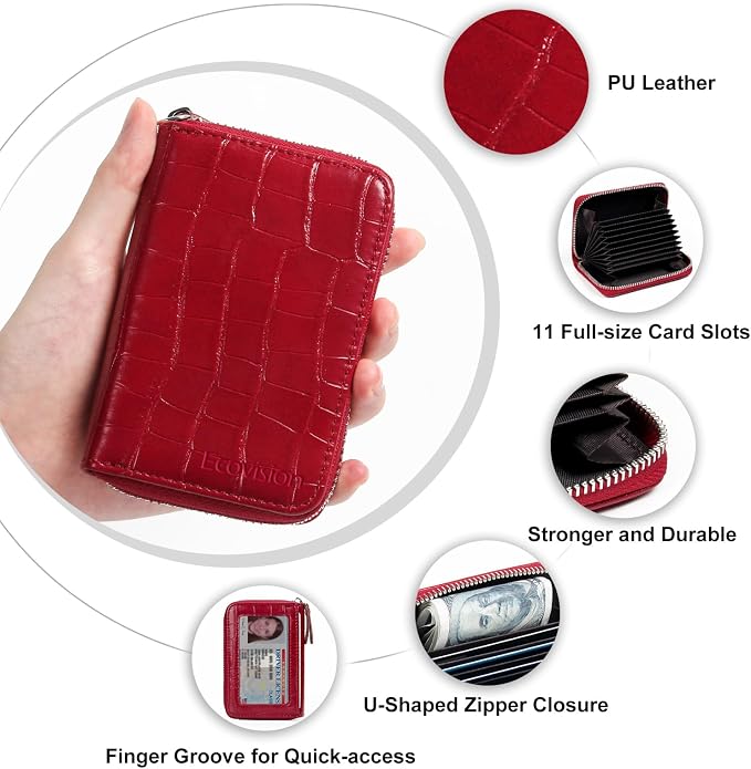 Credit Card Wallet, RFID Card Case Wallet, Zipper Card Cases Holder for Men Women, RFID Blocking, KeyChain Wallet, Compact Size Card Organizer Case for Women - Image 5