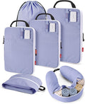 BAGSMART Compression Packing Cubes with Fillable Neck Pillow for Clothes | 1 Wearable Neck Pillow & 5 Travel Bags to Avoid Baggage Fees, Durable, Tear Resistant Washable Taslan Fabric with Card Slots by BAGSMART