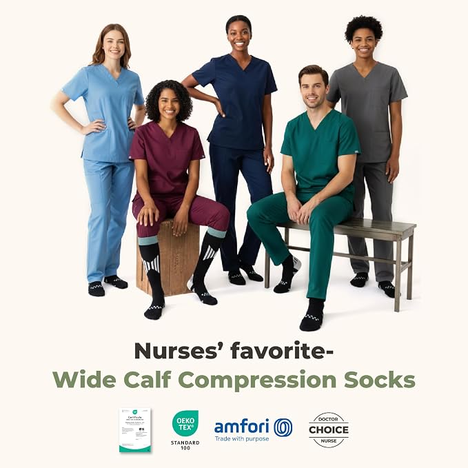 TINYLEMON Wide Calf Compression Socks for Women & Men 15-20 mmHg Cushioned Sole Knee High Support Socks for Long Hours & Daily Wear - Image 6