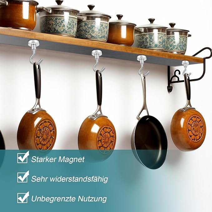 MAGXCENE 50 Pcs Magnetic Hooks Heavy Duty, 3 Different Size Strong Rare Earth Magnet Hooks for Hanging, Refrigerator, Neodymium Magnets with Hooks for Grill Kitchen Tool Storage - Image 5