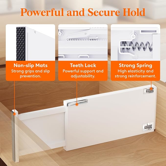 Lifewit 6" Tall Upgrade Drawer Dividers, Adjustable Deep Drawer Organizer | 13.5"-22" Expandable White Drawer Separator for Clothes, Dresser/Kitchen/Closet/Bedroom/Office Organization & Storage, 4 Pack - Image 4