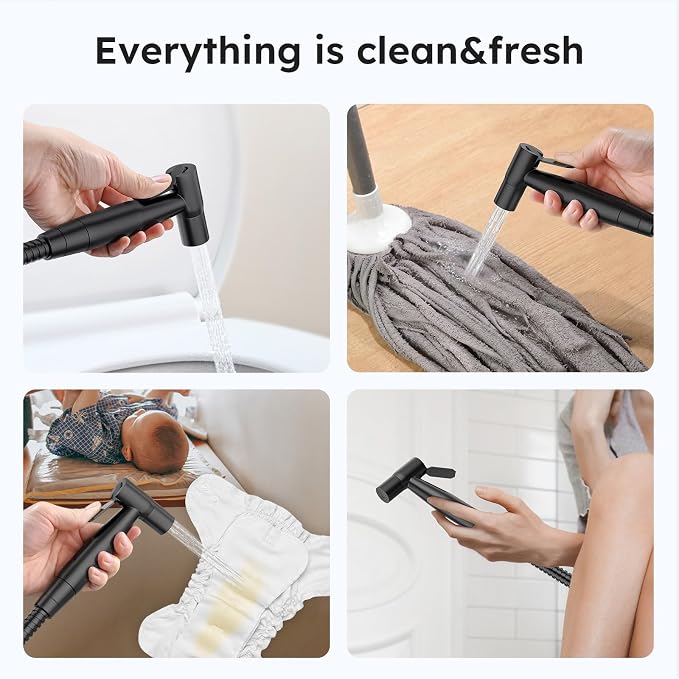 Arofa Handheld Bidet Sprayer, Bidet Attachment for Toilet, Matte Black | Adjustabel Water Pressure, Leak-Free Hose, Fits Two-Piece Toilets, Feminine/Baby/Pet Wash, Cloth Diaper Rinse, Easy Install - Image 3