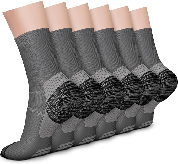 CHARMKING 6 Pairs Crew Compression Socks for Women & Men Circulation 15-20 mmHg is Best for All Day Wear Running Nurse by CHARMKING