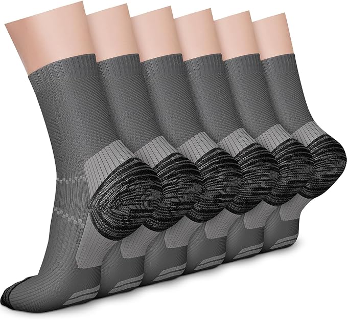 CHARMKING 6 Pairs Crew Compression Socks for Women & Men Circulation 15-20 mmHg is Best for All Day Wear Running Nurse by CHARMKING
