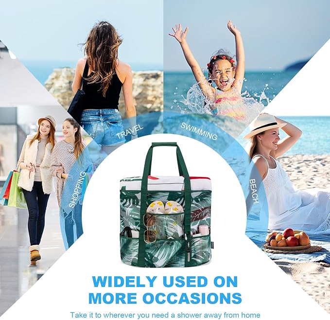 KABAQOO Mesh Beach Bag, Extra Large Beach Bags with 9 Pockets & Zipper Waterproof Lightweight Beach Tote for Beach/Pool Trip - Image 7
