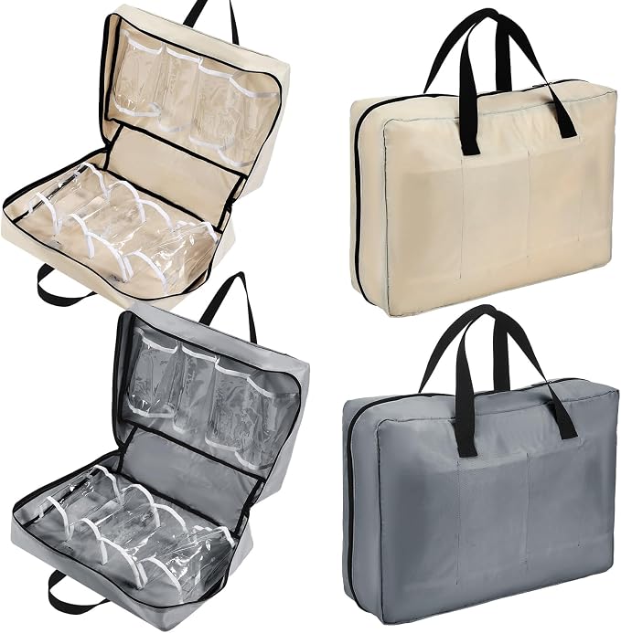 2 Pcs Shoe Bags for Travel with Handle Zipper Large Portable Shoe Organizer Luggage Storage Bags for Women and Men(Light Gray, Beige) by Vinsatin