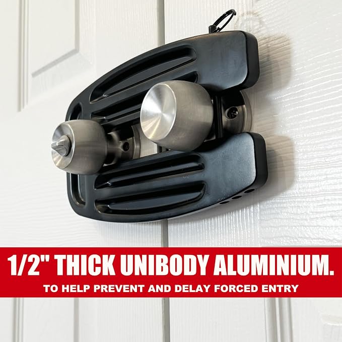 SecurityMan Double Door Lock - Solid 1/2" Unibody Aluminum Construction to Prevent Kick Ins - Adjustable Double Door Security Lock for French Doors Home Security - Image 4
