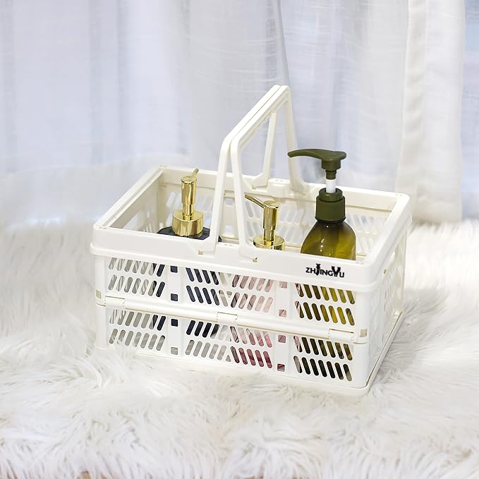 ZHJINGYU crates for storage,plastic baskets for organizing,collapsible shopping basket,foldable crate with Handles,collapsible storage crate,car basket,for Kitchen,Bathroom,Medicine (White, S) - Image 8