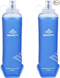 500ml Soft Flask, 2 Pack TPU Collapsible Water Bottle for Running | 17oz Compressible Soft Flask for Hydration Pack & Running Vest, Foldable Water Bottle for Running Hiking Cycling by SEMSTY
