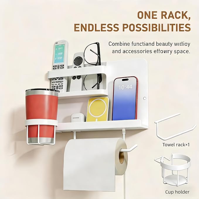A Gentle Bedside Floating Shelf (White) Self-Adhesive It Serves as a Handy Storage Solution and Also Adds a Cute Touch to the Room. Suitable for Both Bedrooms and Offices Male and Female Dormitories - Image 5