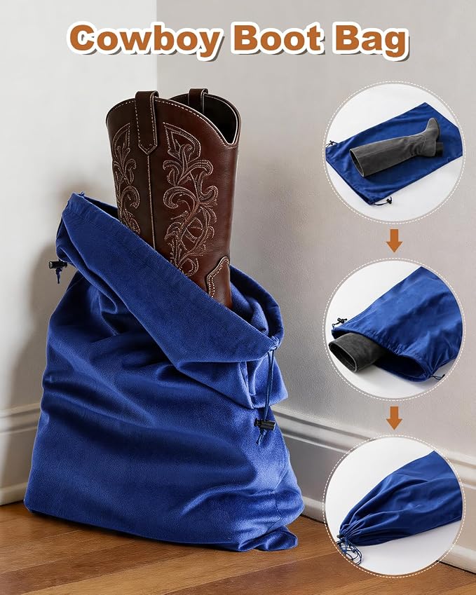 2 Pcs Shoe Bags for Travel, Large Boot Bag, Palace Blue, 21.2x13.3 Inch | Washable & Reusable Travel Shoe Bags, Dustproof Shoe Bags with Drawstring Closure, Suitable for Travel, Home Storage - Image 4