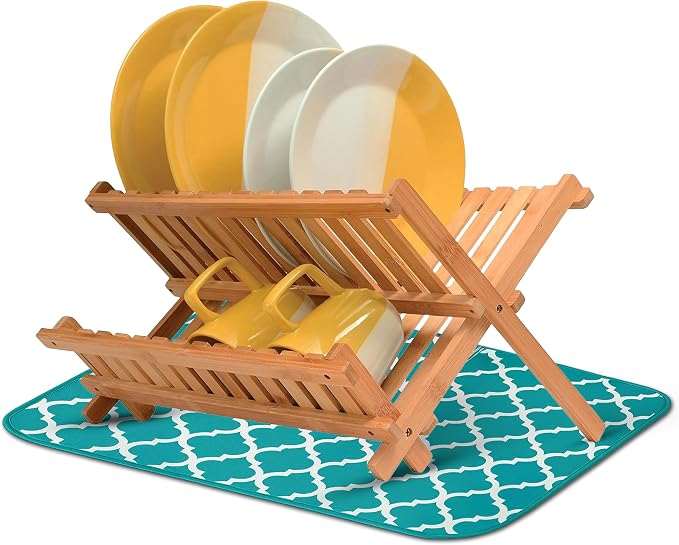 Dish Drying Mat for Kitchen Counter, Large 18 x 14 Absorbent Microfiber Pad | Machine Washable Quick Dry Kitchen Mat, Reversible Under Dish Rack Pad, Counter Protector for Dishes Pots Pans, Coffee Bar - Image 2