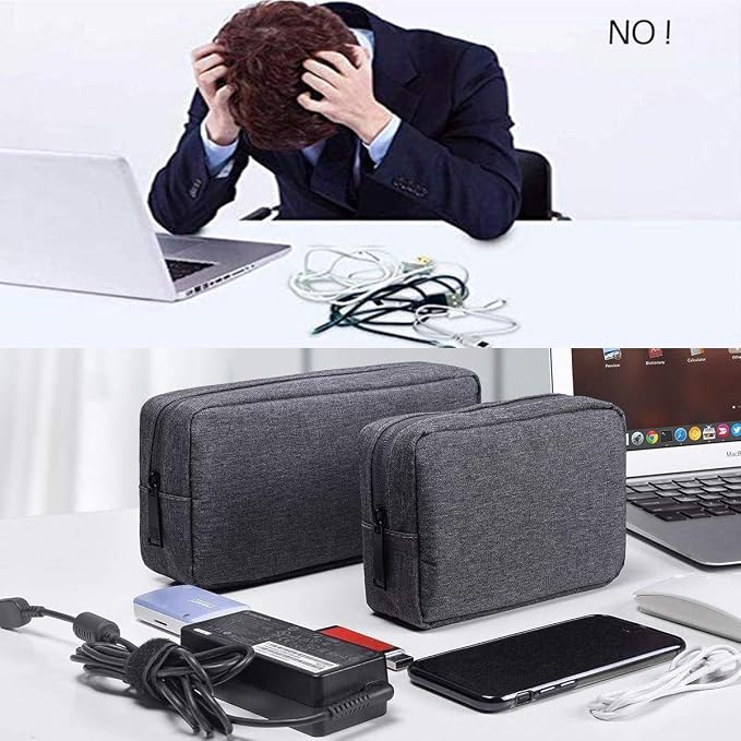 dealcase Electronics Accessories Case, Durable Small Electronics Accessories Storage Bag Compatible Laptop Charger Various USB, Cables, Cords and Power Travel Gadget Carry Bag, Dark Gray(Small+Big) - Image 7