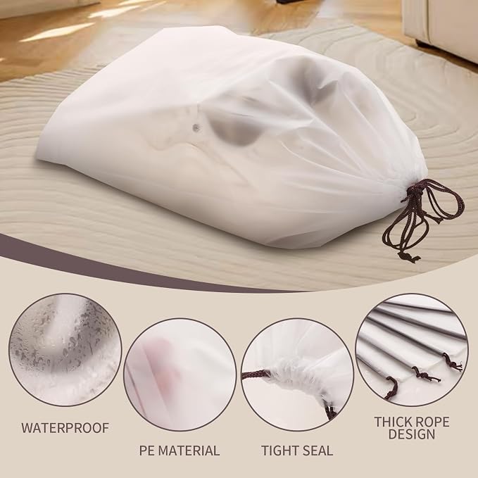 20 Pack Shoe Bags - 15.7" x 11.8" Clear Large Waterproof Portable Drawstring Shoe Storage Bags for Packing Travel Essentials - Image 6