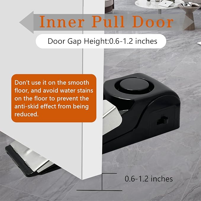 HNHMT 2 Pack Portable Door Stop Alarm, Door Stopper with 120db Loud Security Alarm, Travel Door, Doorstops Wedge Sensors Security Devices for Traveling Apartment Hotel and Home (Black) - Image 2