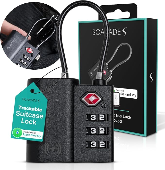 Scapade AirLock – TSA Approved Smart Suitcase Lock with Apple Find My Tracking, USB-C Rechargeable Battery, Ultra-Resistant Travel Lock for Carry-On & Checked Luggage - Image 2
