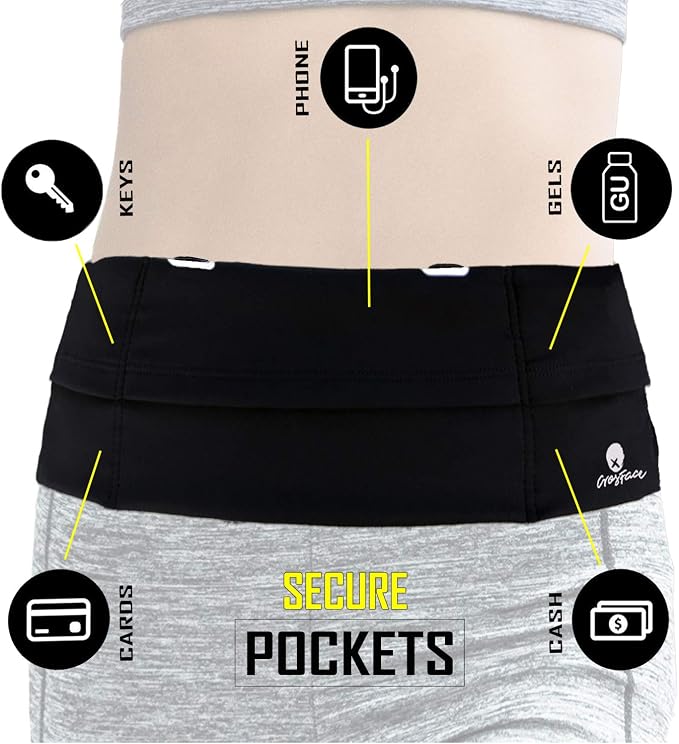 Universal One Size Waist Pack, Black, Water Resistant, Secure Pockets, Comfortable Design - Image 2