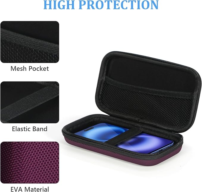 Portable Small Travel Bag, Hard EVA Protective Electronic Case | Mesh Inner Pocket, Fits Power Bank, Charger, Earbuds, Cell Phone, Battery, Zipper Enclosure, Storage - Image 4
