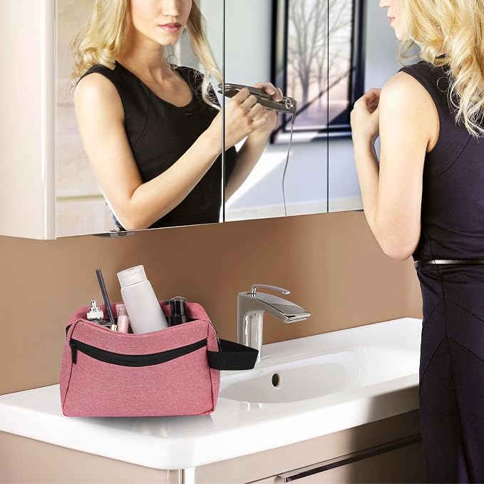 Icramsy Travel Toiletry bag Toiletry bag for women men Hanging Cosmetic bag Travel accessories for Women Men (Dusky pink) - Image 5