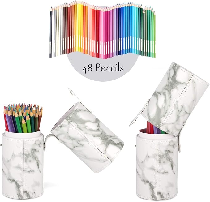 Narwey Makeup Brush Holder Travel Brushes Case Bag Cup Storage Dustproof for Women (Marble) - Image 3