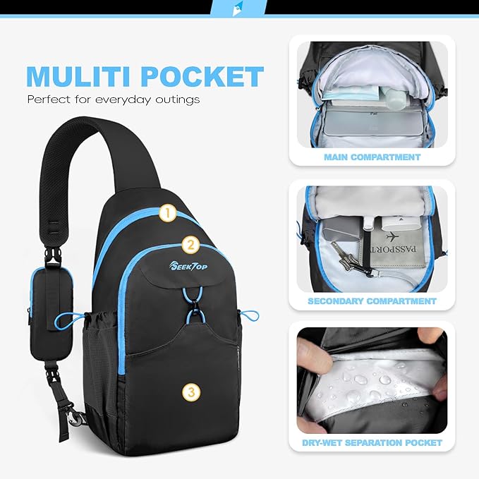 Seektop RFID Anti-Theft Crossbody Bag Sling Backpack for Women & Men, Casual Chest Daypack for Daily Travel - Image 3