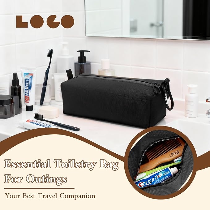 Small Toiletry Bag for Men, Travel Bag Waterproof and Foldable for Storage Mini Toiletry Bag Equipped With Carabiner for Easy Portability (black) - Image 6