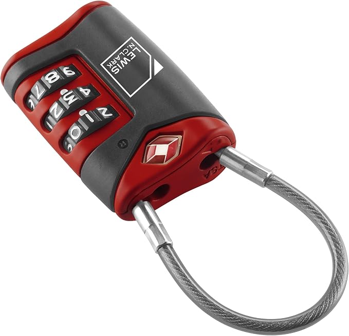 Lewis N. Clark TSA-Approved Combination Luggage Lock with Steel Cable (2-Pack), Red, One Size - Image 5