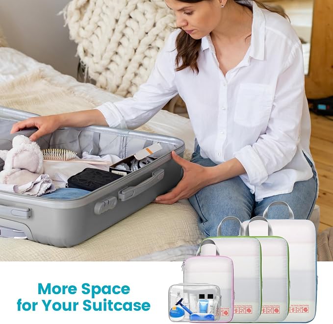 Cambond Compression Packing Cubes for Travel - Luggage Suitcase Organizer | Compression Zip Design for Space-saving, Expandable, Lightweight, Keep Clothes Sorted, Luggage Space Tidy, Carry on Pack Fast - Image 9