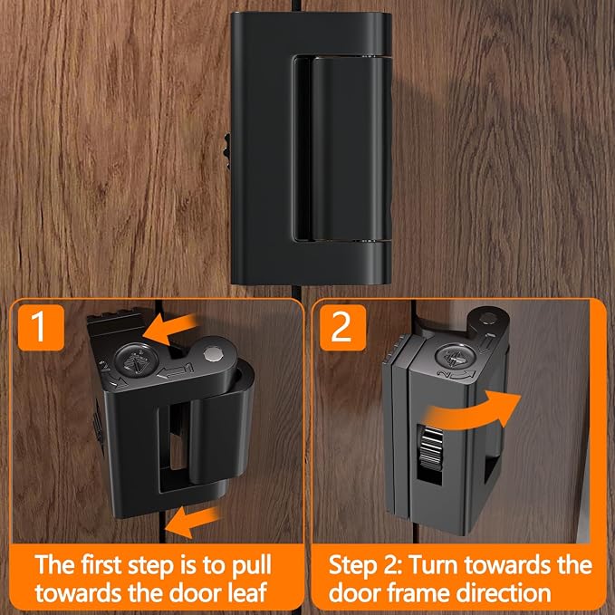 Black Adjustable Portable Door Lock,Security Door Reinforcement Lock | Child proof Safety Door Latches,Zinc Alloy Front Door Lock,No Drill,for Home,Hotels,Apartments Prevents Unauthorized Entry - Image 7