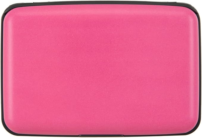 Credit Card Holder, RFID Blocking Metal Card Wallet for Women Men Slim ID Card Holders Protector Aluminum Business Hard Case (Fandango Pink) by Kaabao