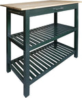 Kitchen Island with Solid Wood Top, Natural/Hunter Green by CasualHome