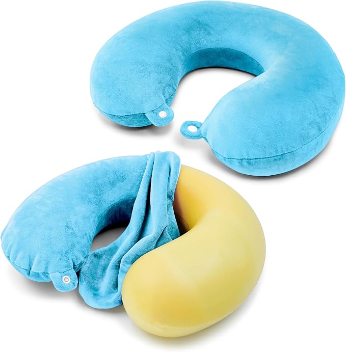 2 Packs Travel Neck Pillow Cover, Reusable U Shaped Washable Cover (Blue) by Philbinden