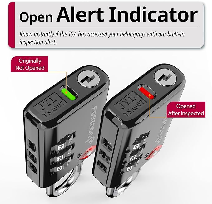 Fosmon TSA Approved Luggage Locks, 3 Digit Combination Padlock, 4 Pack | Open Alert Indicator, Suitcase Travel Lock, Gym Locker Padlock, Travel Bag Zipper, Secure Combination - Image 4