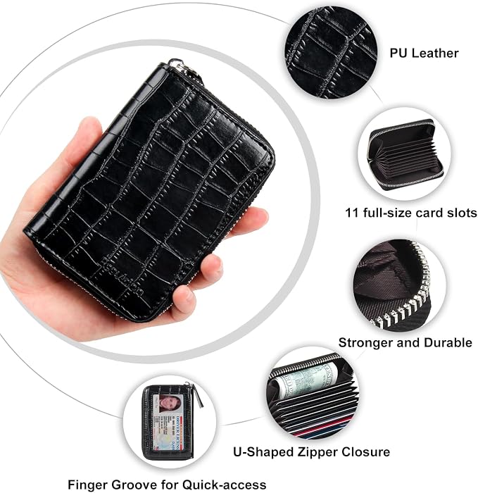 Credit Card Wallet, RFID Card Case Wallet, Zipper Card Cases Holder for Men Women, RFID Blocking, KeyChain Wallet, Compact Size Card Organizer Case for Women - Image 5