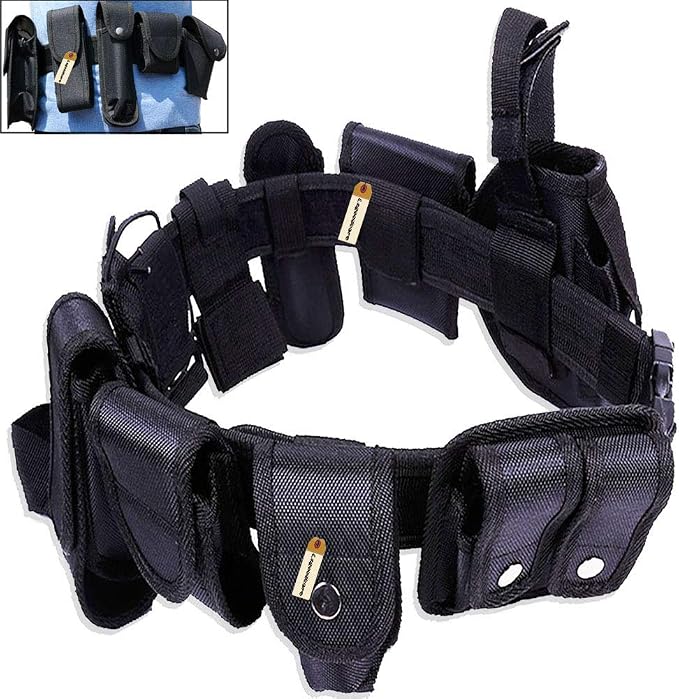 Lsgoodcare Multifunction Police Security Guard Military Tactical Duty Utility Waist Belt, Black 10 in 1 600D Nylon Adjustable Modular Equipment Law Enforcement Outdoor Duty Belts - Image 2