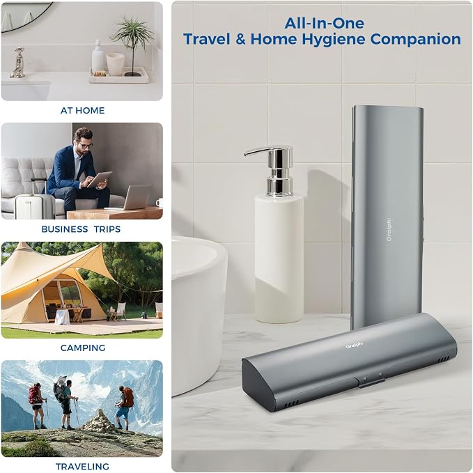 Aluminum Electric Toothbrush Travel Case, 2 in 1 Travel Toothbrush Holder for Oral B/Oral-B Pro 1000 1500 5000 and Most Electric Toothbrush for Traveling, Removable Silicone Liner-Grey - Image 7