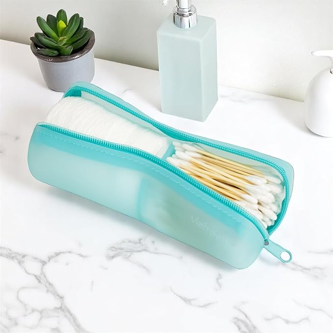Cotton Round Swab Travel Case, 2-in-1 Beauty Organizer, (Blue) - Image 3