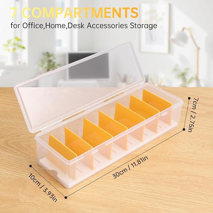 PAVSTINE Clear Cable Organizer Box with Lid and Adjustable Dividers | Customizable Compartments, Stackable for Space Saving, Fits Chargers, Cords & Accessories, Compact for Desk or Drawer - Image 7