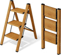 Mayi Plus 3 Step Stool Foldable, Aluminum, Lightweight Step Ladder | Extra-wide anti-slip folding steps with 330 lbs, for home,kitchen,office,outdoor,Woodgrain by MAYIPLUS