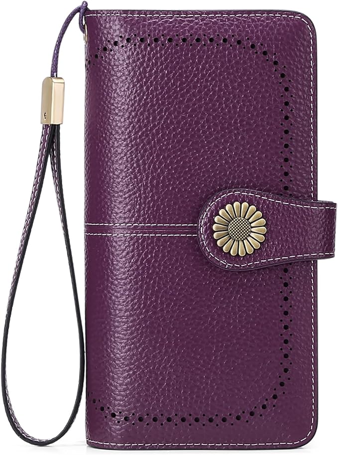 SENDEFN Wallets for Women Leather Credit Card Holder with RFID Blocking Large Capacity Wristlet | with RFID Blocking - Image 7