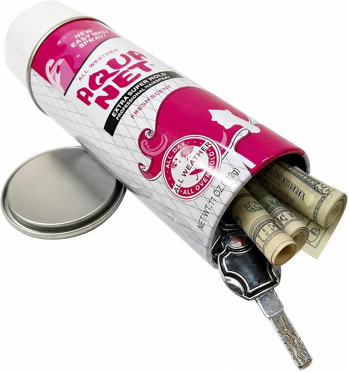Aquanet Spray Diversion Safe Stash Can with Food Grade Smell Proof Bag with Hidden Compartment for Keys, Cash and Valuables by LetPetSet