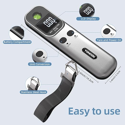 Digital Luggage Scale – 110lb Portable Suitcase Weight Scale with Backlit LCD, Tare Function, Travel Essentials for Airline Luggage, Backpacks, Outdoor Gear and Shipping Packages - Image 4