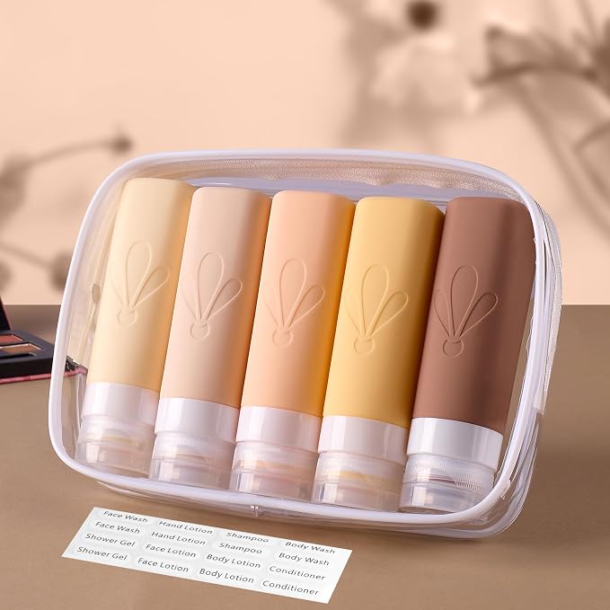 INSFIT Travel Bottles for Toiletries, TSA Approved 3oz Travel Size Toiletries, BPA Free Leak Proof Squeezable Silicone Tubes Travel Essentials for Shampoo Conditioner Lotion Soap - Image 5