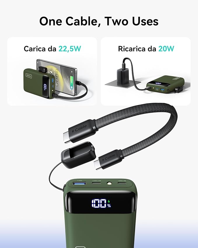 INIU Portable Charger, Smallest 20000mAh 22.5W Fast Charging Power Bank | USB-C Cable, Flight-Safe, Travel Essentials, Flashlight, Battery Pack for iPhone 17 Samsung Xiaomi Google, Mini Size, Green - Image 5
