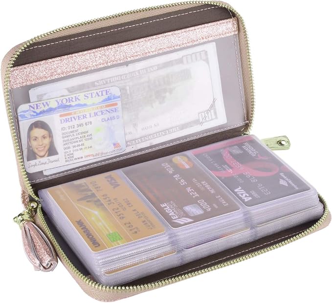 Easyoulife Credit Card Holder Wallet Womens Zipper Leather Case Purse RFID Blocking by Easyoulife