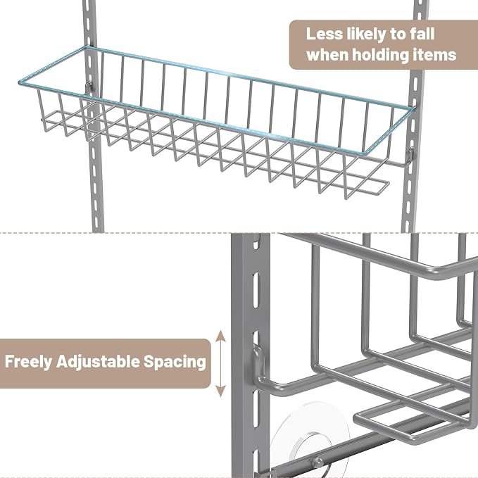 ElegantArray 9-Tier Pantry Door Organizer, Light Gray | Over The Door Pantry Organizer Rack and Storage, Hanging Spice Rack Shelves Door, Home Office Laundry Room Bathroom & Kitchen - Image 3